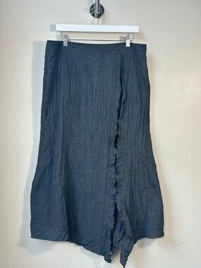 Eric Alexandre Grey Crinkle Asymmetrical Midi Maxi Skirt -Layered Ruffle-XL / 16
